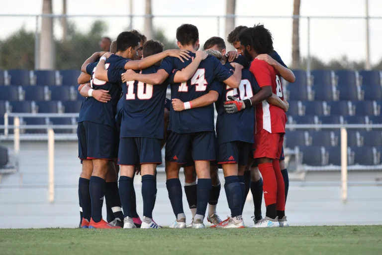 Male soccer team on field