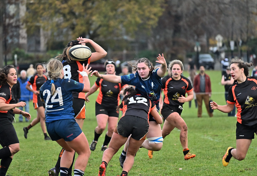 female rugby player at field