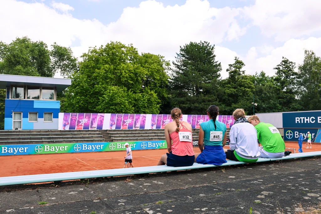 Tennis players watching a game at Keystone Sports' College Tennis Showcase 2025