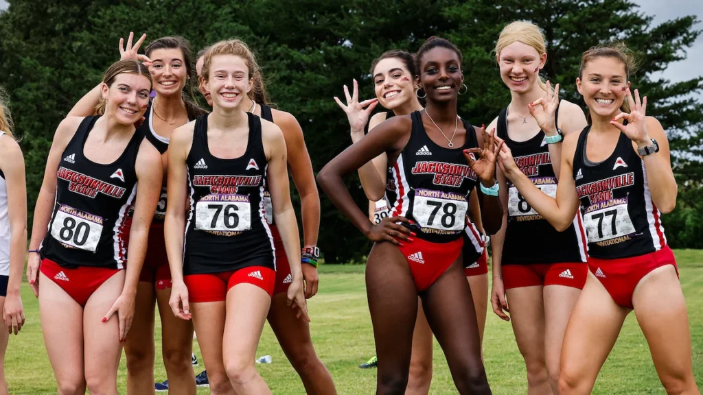 Jacksonville cross-country athletes pose before race