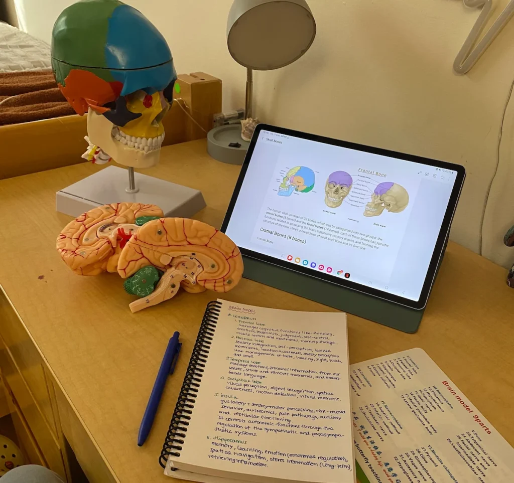 Student-athletes completing her biology homework.