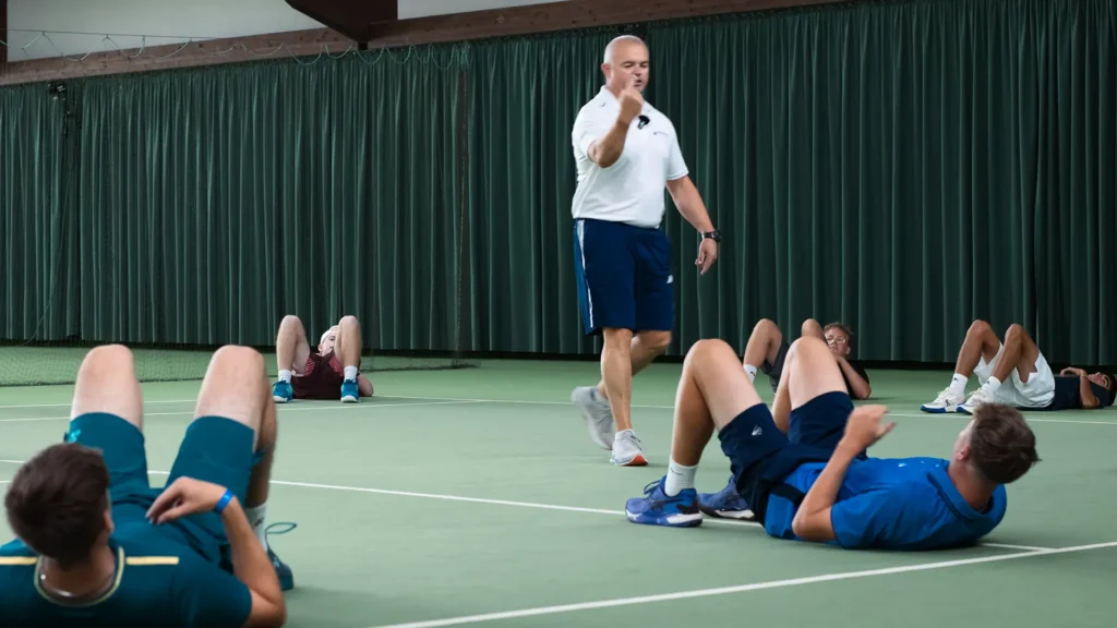 Coach training athletes