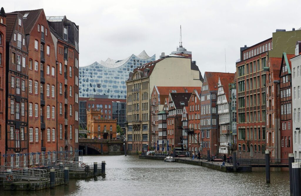 Hamburg, Germany buildings near the harbor.
